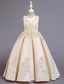 preiswerte Kleider für die Blumenmädchen-Blumenmädchenkleid Mädchen Kleid Abendkleid Party Kleid Hochzeit Party Besondere Anlässe Kuschelig Prinzessin Bestickt Schleife Einfarbig Ärmellos Rundhalsausschnitt Weiß Champagner 4-13 Jahre