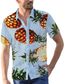 cheap Men&#039;s 3D Shirts-Men&#039;s Shirt Graphic Shirt Summer Shirt Fruit Pineapple Turndown Blue 3D Print Outdoor Street Short Sleeves Button-Down Print Clothing Apparel Fashion Designer Casual Breathable