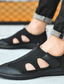 זול סנדלים לגברים-בגדי ריקוד גברים סנדלים נעליים ללא שרוכים יום יומי קלסי יומי משרד קריירה PU שחור לבן אביב קיץ