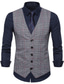 cheap Gilets-Men&#039;s Vest Windproof Quick Dry Wedding Business Daily Single Breasted V Neck Business Casual Jacket Outerwear Plaid / Check Pocket Light Grey Dark Gray Coffee / Winter / Winter / Sleeveless / Work