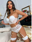 baratos Lingerie Sexy-Conjunto de lingerie sexy feminino, 3 peças, patchwork, ultra slim, festa quente, dia dos namorados, cama, alças de renda, sem mangas, furo transparente, incluindo calcinha, cintas-liga, roupas para