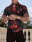 billige Skjorter med tryk til mænd-Herre Skjorte Trykt mønster Grafisk Aftæpning Gade Daglig 3D Knap ned Kortærmet Toppe Designer Afslappet Mode Bekvem Sort og Rød