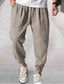 cheap Casual Pants-Men&#039;s Joggers Trousers Beach Pants Pocket Drawstring Elastic Waist Plain Comfort Soft Daily Holiday Streetwear Linen / Cotton Blend Fashion Streetwear Black Blue Micro-elastic