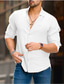 cheap Men&#039;s Casual Shirts-Men&#039;s Shirt Solid Colored Turndown Street Casual Button-Down Long Sleeve Tops Casual Fashion Breathable Comfortable White Brown Light Blue / Summer
