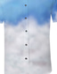 voordelige Overhemden met print voor heren-Voor heren Overhemd Print Grafisch Strijkijzer Straat Dagelijks 3D Button-omlaag Korte mouw Tops Ontwerper Casual Modieus Ademend Blauw / Wit