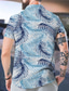 levne Pánské košile s potiskem-Pánské Košile Letní košile Grafická košile Aloha košile Lístky Stojáček Žlutá Vodní modrá Trávová zelená 3D tisk Venkovní Ležérní Krátký rukáv Tlačítko dolů Tisk Oblečení Módní Designové Na běžn