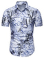 billiga Skjortor med tryck för män-Herr Skjorta Tryck Grafisk Nedvikt Gata Dagligen 3D Button-Down Kortärmad Blast Designer Ledigt Mode Bekväm Blå / vit