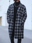 cheap Men&#039;s Jackets &amp; Coats-Men&#039;s Coat Peacoat Long Winter Stripes and Plaid Pocket Stylish Casual Daily Holiday Going out Windproof Warm Black