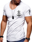 お買い得  Ｖネック-男性用 Tシャツ グラフィック 平織り アンカー Ｖネック アウトドア カジュアル 半袖 ジッパー 衣類 カジュアル