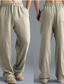 cheap Linen Pants-Men&#039;s Linen Pants Drawstring Elastic Waist Wide Leg Sports Fashion Classic Casual Daily Streetwear Micro-elastic Linen Comfort Breathable Soft Solid Color White Black Khaki S M L
