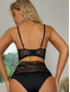 baratos Lingerie Sexy-Conjunto de lingerie sexy feminino, 3 peças, patchwork, ultra slim, festa quente, dia dos namorados, cama, alças de renda, sem mangas, furo transparente, incluindo calcinha, cintas-liga, roupas para