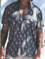 tanie Męskie koszule z nadrukiem-Męskie Koszula Koszula hawajska Zwierzę Aloha Wieczorne czarny / biały Niebieski Szary Nadruk Na zewnątrz Ulica Krótki rękaw Przycisk w dół Odzież Moda Designerskie Codzienny Oddychający