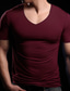 お買い得  メンズカジュアルTシャツ-男性用 Tシャツ 平織り Ｖネック ストリート 祝日 半袖 衣類 ファッション デザイナー カジュアル 快適