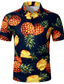 tanie Koszule hawajskie-Męskie Koszula Koszulka polo Koszule eleganckie Koszula hawajska Koszula golfowa Ananas Kołnierzyk button down czarny / biały Żółty Zielony Nadruk Na zewnątrz Codzienny Krótki rękaw Kolorowy blok