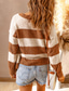 זול סוודרים-סוודר נשים סוודר סוודר סרוג סרוג צבע בלוק V צוואר מסוגנן בסיסי חיוני יומי סתיו חורף אפור חאקי s m l / שרוול ארוך / קז&#039;ואל / התאמה רגילה