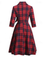 billige Arbeidskjoler-kvinners tartankjole svingkjole rutete kjole vintagekjole grønn rød langermet rutete blonder vinter høstskjorte krage moden vinterkjole høstkjole 2022 s m l xl xxl
