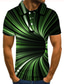 billige Grafisk polo-Herre POLO T-skjorte T skjorte Golf skjorte Tennis skjorte 3D-utskrift 3D Grafiske trykk Lineær Krage Gate Avslappet Knapp ned Kortermet Topper Fritid Mote Kul Svart / Hvit Grønn Blå