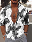 billiga Tropiska skjortor-Herr Skjorta Hawaii skjorta Grafisk Hawaiisk Aloha Palmblad Design Krage Svartvit Blå Grön Tryck Plusstorlekar Gata Ledigt Långärmad 3D-utskrift Button-Down Kläder Mode Hawaiisk Designer Ledigt