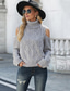 cheap Sweaters-Women&#039;s Pullover Sweater Jumper Ribbed Knit Knitted Cold Shoulder Pure Color Crew Neck Stylish Casual Daily Holiday Fall Winter Green White One-Size / Long Sleeve
