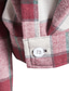 cheap Overshirts-Men&#039;s Shirt Check Hooded Casual Daily Patchwork Long Sleeve Tops Casual Green Blue Pink