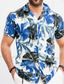 ieftine Cămașă Hawaiană-Bărbați Cămașă Cămașă hawaiană Cămașă de vară Aloha Răsfrânt Negru / Alb Galben Bleumarin Imprimeu În aer liber Stradă Manșon scurt Buton în jos Îmbrăcăminte Modă Designer Casual Respirabil