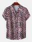 billiga Skjortor med tryck för män-Herr Skjorta Sommarskjorta Leopard Nedvikt Svart / Grå Vit Rodnande Rosa Marinblå Blå Ledigt Dagligen Kortärmad Kläder Tropisk