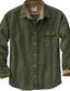 billige Fritidsskjorter-Herre Flanell skjorte Helfarge Aftæpning Militærgrønn Brun Navyblå Svart Gate Daglig Langermet Knapp ned Klær Mote Fritid Bekvem