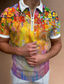 voordelige 3D-ritspolo-Voor heren POLO Shirt Polo met rits Golfshirt Rits Modieus Sportkleding Casual Zomer Korte mouw Zwart / Wit Regenboog Rood Bloemig Verloop Kraag Rits Buiten Straat Vetoketju Afdrukken Kleding Kleding