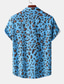 abordables Camisas estampadas para hombre-Hombre Camisa Camisa de verano Leopardo Cuello Vuelto Negro / Gris Blanco Rosa Azul Marino Azul Piscina Casual Diario Manga Corta Ropa Tropical