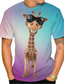 cheap Men&#039;s 3D T-shirts-Men&#039;s Unisex T shirt Tee Animal Giraffe Graphic Prints Crew Neck Purple Yellow Khaki Orange Gray 3D Print Outdoor Street Short Sleeve Print Clothing Apparel Sports Designer Casual Big and Tall
