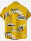 billiga Tropiska skjortor-Herr Skjorta Hawaii skjorta Sommarskjorta Grafisk Leopard Blommig Landskap Nedvikt Vit Gul Marinblå Blå Dammig blå Tryck Utomhus Gata Kort ärm Button-Down Mönster Kläder Mode Designer Ledigt