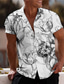 billiga Skjortor med tryck för män-Herr Skjorta Sommarskjorta Blommig Grafisk Nedvikt Svartvit Vit Blå Grön Tryck Utomhus Gata Kortärmad Mönster Button-Down Kläder Mode Designer Ledigt Andningsfunktion