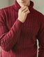 Недорогие мужской пуловер-свитер-Муж. Вязаная ткань Пуловер Свитер Свитер с высоким воротом Рельефный узор Вязать Трикотаж Сплошной цвет Хомут Классический На каждый день Повседневные Праздники Одежда Зима Осень Черный Хаки M L XL
