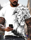 cheap Men&#039;s Graphic Tshirt-Men&#039;s T shirt Tee Designer Casual Big and Tall Summer Short Sleeve Black And White Khaki Graphic Lion Print Crew Neck Daily Holiday Print Clothing Clothes Designer Casual Big and Tall