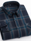 preiswerte Formelle Hemden-Herren Hemd Oberhemd Langarm Schottenstoff Quadratischer Ausschnitt A B C D E Casual Täglich Hemden mit Kragen Bekleidung Designer