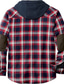 cheap Overshirts-Men&#039;s Winter Jacket Shirt Jacket Winter Coat Sherpa jacket Hoodie Jacket Flannel Jacket Warm Casual Jacket Outerwear Plaid / Check Fuchsia Royal Blue Orange
