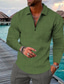 abordables polo classique-Homme POLO T Shirt golf Zip Mode Design Casual Manches Longues Vert Bleu Café Gris Plaid 3D effet Col rabattu Zip Extérieur Plein Air Zippé Imprimer Vêtements Mode Design Casual