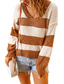 tanie Swetry-damski sweter sweter sweter dzianinowy kolorowy blok dekolt w szpic stylowy podstawowy codzienny jesień zima szary khaki s m l / długi rękaw / casual / regular fit