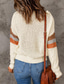 Недорогие Свитера-женский пуловер свитер джемпер вязаный крючком туника трикотажная водолазка в полоску стильный на каждый день для праздников осень зима черный+белый+серый серый+белый+розовый s m l / с длинными