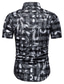 お買い得  メンズプリントシャツ-男性用 シャツ サマーシャツ グラフィック レギュラーカラー ブラック ネイビーブルー カジュアル 日常 半袖 衣類 シンプル