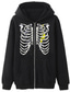 cheap Graphic Hoodies-Men&#039;s Full Zip Hoodie Jacket Graphic Skull Skeleton Halloween Zipper Front Pocket Print Daily Holiday Going out Hot Stamping Casual Streetwear Hoodies Sweatshirts  White Black Blue
