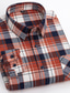 preiswerte Formelle Hemden-Herren Hemd Oberhemd Langarm Schottenstoff Quadratischer Ausschnitt A B C D E Casual Täglich Hemden mit Kragen Bekleidung Designer