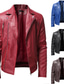 Недорогие осенние куртки-Муж. Кожаные куртки Байкерская куртка Зима Обычная Чистый цвет На каждый день Повседневные Мотоспорт Черный Синий Красный Коричневый