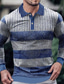 tanie dzianinowy sweter polo-Męskie Koszulka polo Dzianina polo Koszula golfowa Graficzny Wieczorne Niebieski Kawowy Biały Nadruk Ulica Codzienny Długi rękaw Przycisk w dół Odzież Moda Codzienny Wygodny