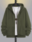 cheap Basic Hoodie Sweatshirts-Men&#039;s Full Zip Hoodie Jacket Green Army Green Khaki Light gray Dark Gray Hooded Solid Color Zipper Front Pocket Going out Streetwear Streetwear Cool Casual Winter Spring &amp;  Fall Clothing Apparel