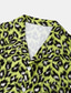お買い得  メンズプリントシャツ-男性用 シャツ レオパード 折襟 カジュアル 日常 半袖 トップの トロピカル風 グリーン