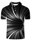 billige Polo med tryk-Herre POLO Trøje T-shirt Golftrøje Tennistrøje 3D-udskrivning 3D Grafiske tryk Lineær Krave Gade Afslappet Knap ned Kortærmet Toppe Afslappet Mode Sej Sort / Hvid Grøn Blå