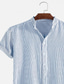 cheap Men&#039;s Casual Shirts-Men&#039;s Seersucker Shirt Summer Shirt Striped Turndown Blue Street Daily Short Sleeve Button-Down Clothing Apparel Lightweight Soft Breathable Comfortable