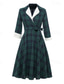 billige Arbeidskjoler-kvinners tartankjole svingkjole rutete kjole vintagekjole grønn rød langermet rutete blonder vinter høstskjorte krage moden vinterkjole høstkjole 2022 s m l xl xxl