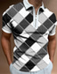 voordelige Grafische polo-Voor heren POLO Shirt T-shirt Golfshirt Rits Sport Modieus Casual Zomer Korte mouw Zwart / Wit Khaki Marineblauw Ruitjes Kleurenblok 3D-afdrukken Strijkijzer Rits Casual Dagelijks Vetoketju Afdrukken